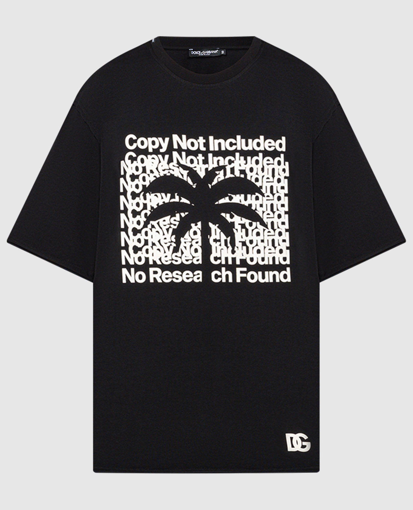 Black t-shirt with textured banana tree print dolce&gabbana
