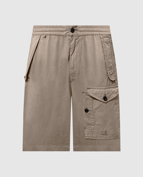 C.P. Company Khaki shorts with logo embroidery MBE060A006475G