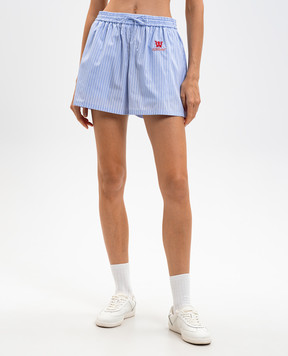 Off-White Blue striped shorts with logo 2CB05JF25FAB001