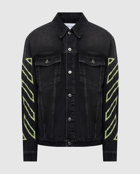 Off-White Black denim jacket with contrast Arrow logo embroidery OMYE09BS25DEN004