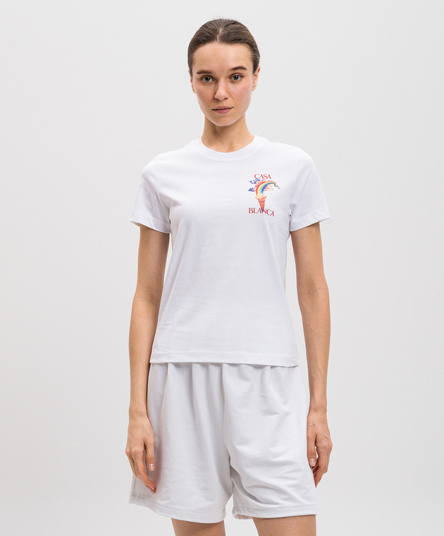 Casablanca WPS25JTS02002 関税送料込 Casablanca - White T-shirt with NATURE TEACHER print