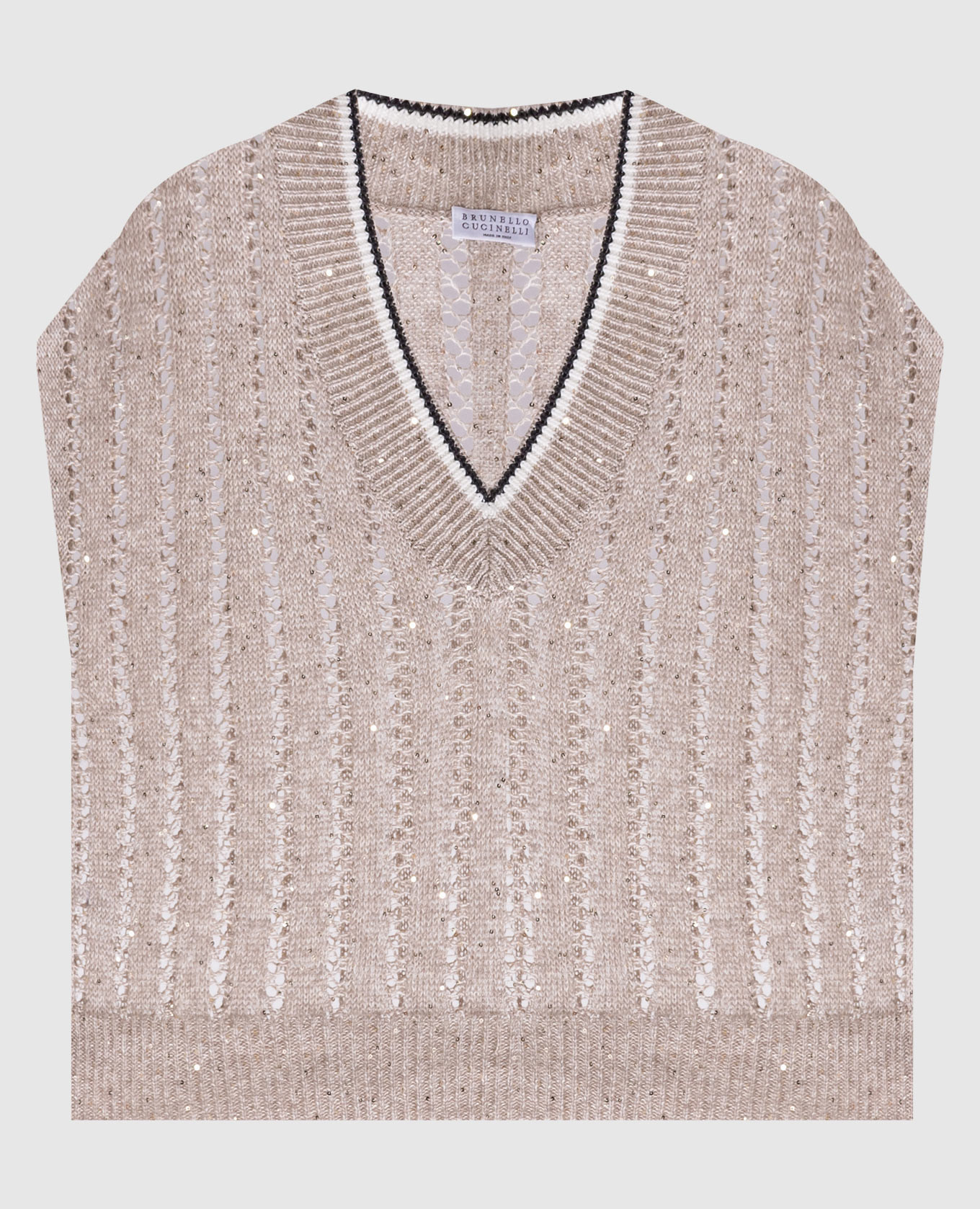 

Beige openwork linen vest Brunello Cucinelli