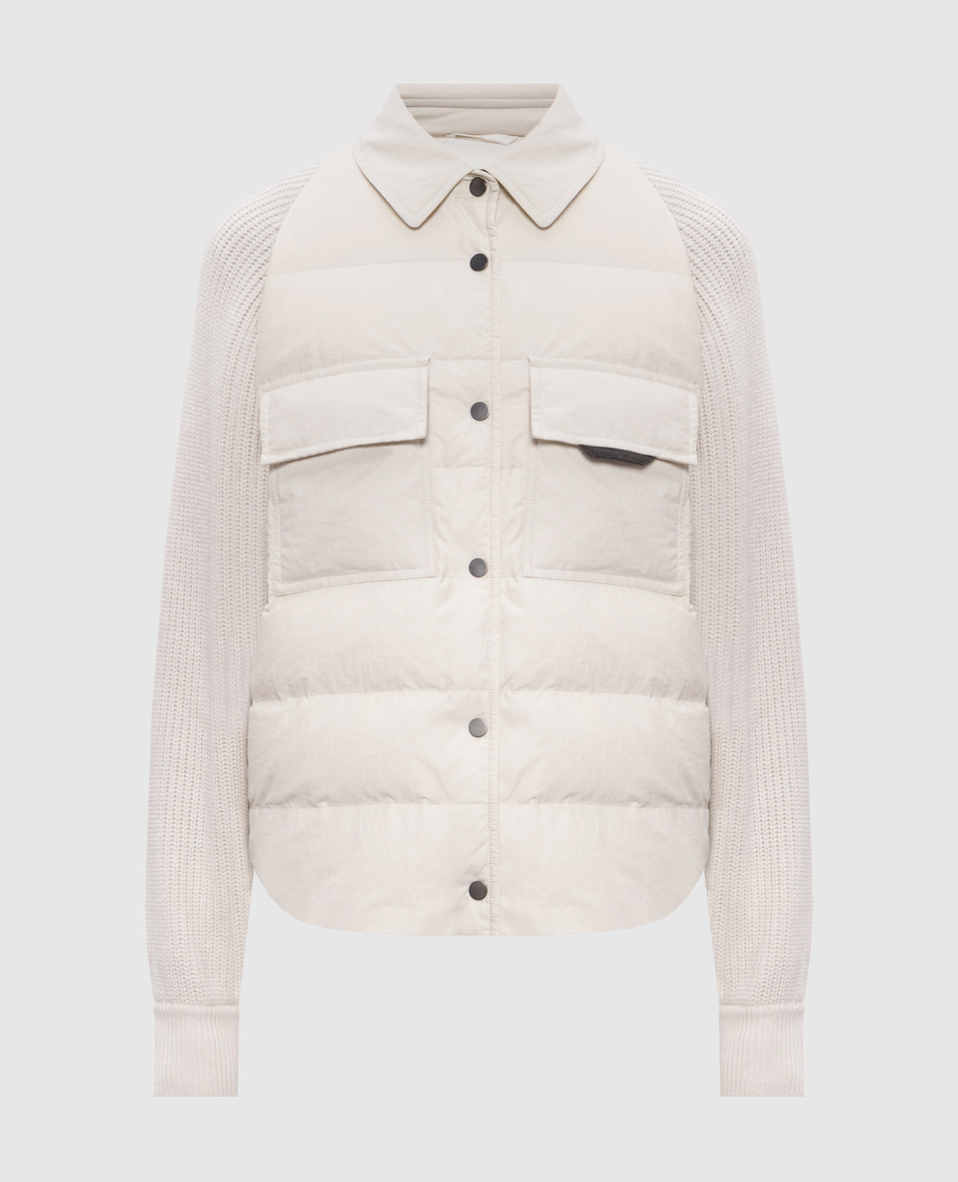 Beige down jacket with wool, cashmere and silk Brunello Cucinelli