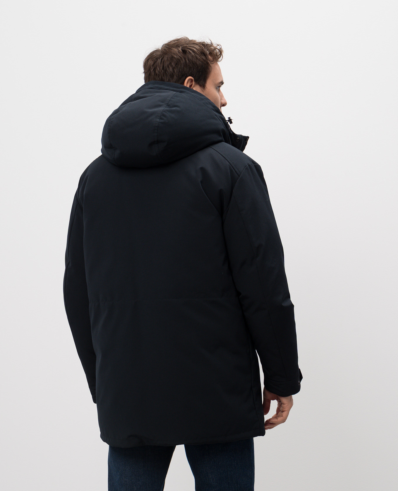 

Blue down jacket with logo patch Moncler