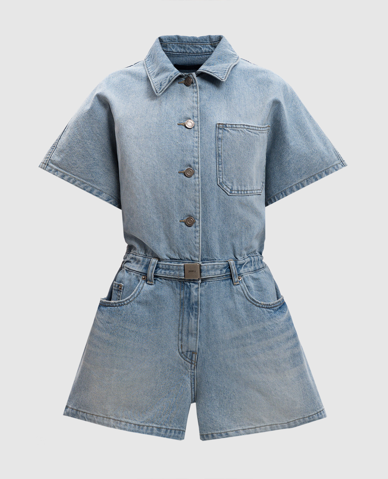 

Blue denim jumpsuit with a distressed effect Juun.j, Light blue