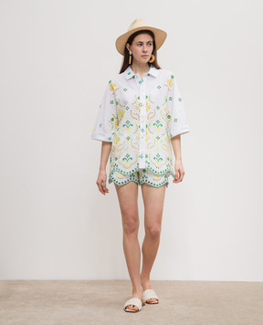 Charo Ruiz Isma white linen blouse with broderie embroidery 244200
