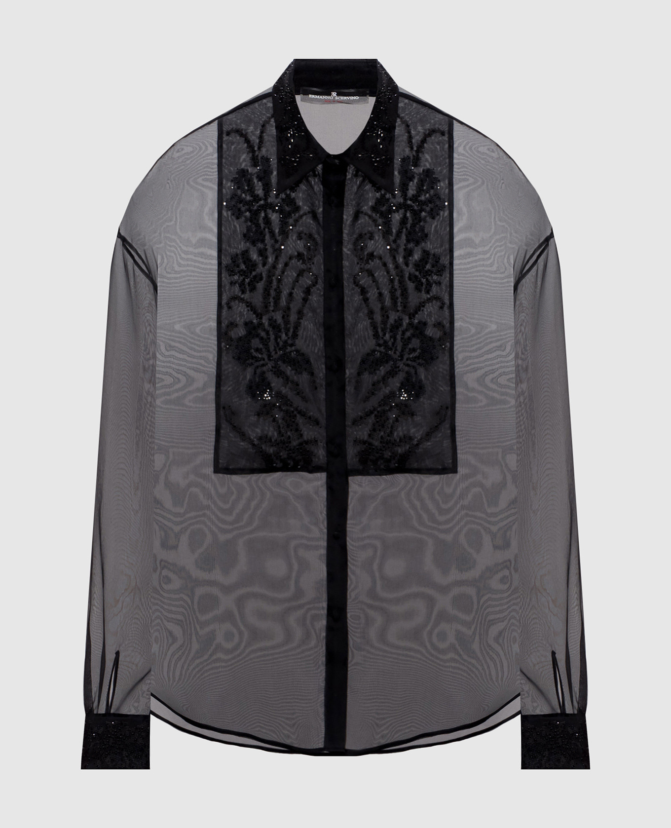 

Black silk blouse with floral embroidery Ermanno Scervino