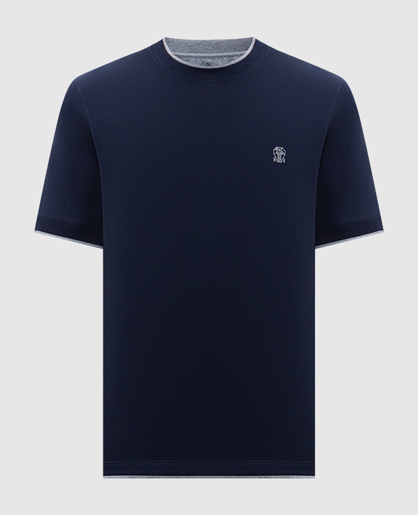 

Blue T-shirt with layered logo Brunello Cucinelli
