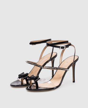 Mach&Mach Petite Cadeau patent leather sandals in black with crystals S069895PAT
