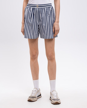 Brunello Cucinelli Blue shorts with striped silk MH757RF299
