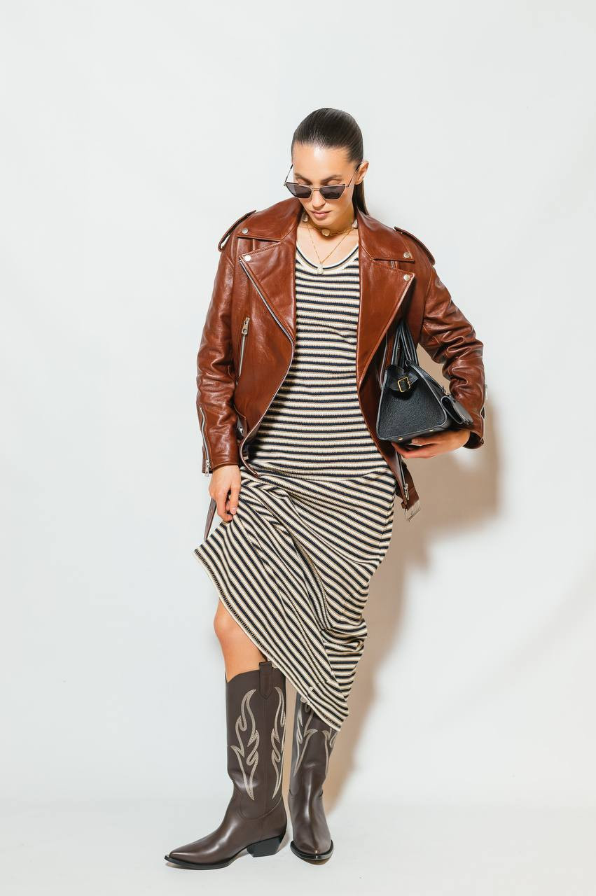 

Brown leather Dallas boots with embroidery Babe Pay Pls