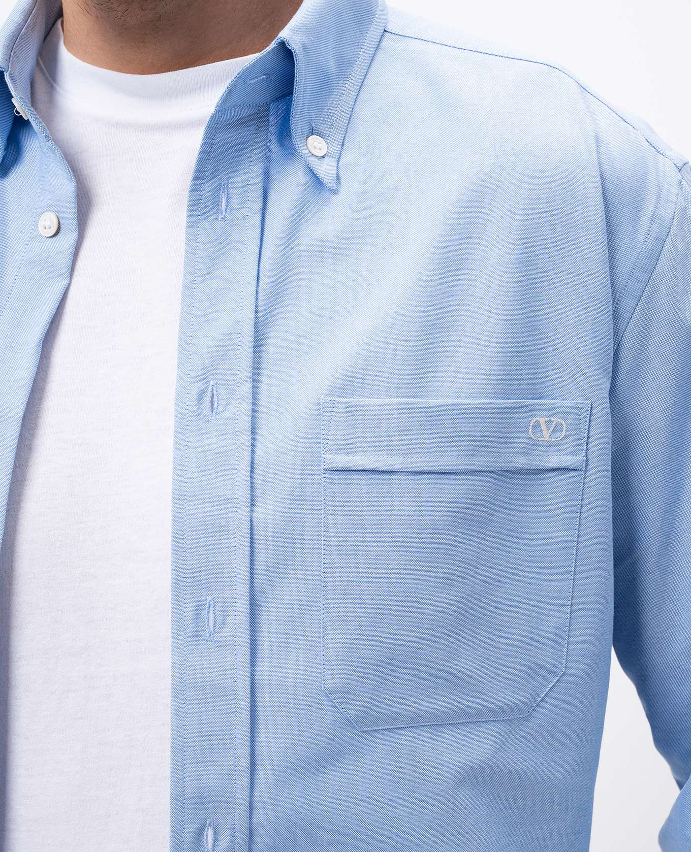 

Blue shirt with VLogo embroidery Valentino, Light blue
