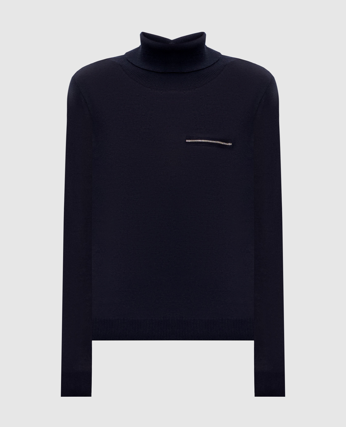 Blue cashmere and silk turtleneck with monil chain Peserico
