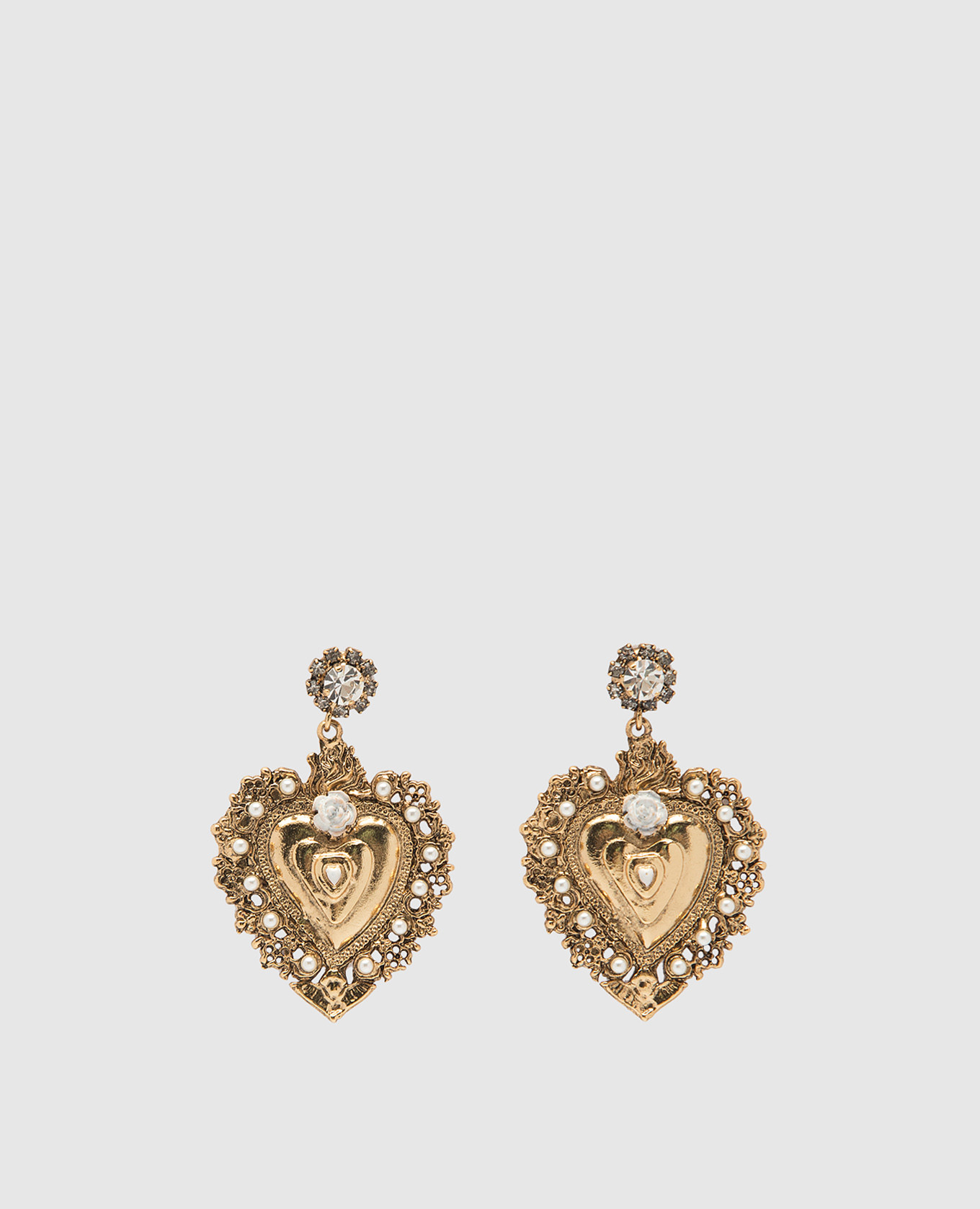 

Paia or cuore golden earrings with beads and crystals CelesteG
