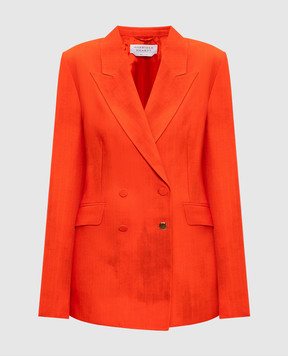 Gabriela Hearst Angela orange double-breasted jacket in vintage-effect wool 3255113W163