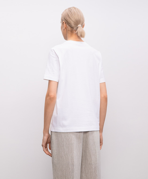 Tシャツ・カットソー BRUNELLO CUCINELLI T-shirt Monile White M0T81HA800 Brunello Cucinelli - White T-shirt with a monil chain