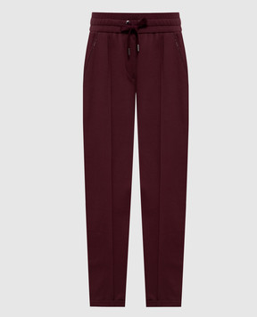 Brunello Cucinelli Burgundy sweatpants with monil chain MP827FB799