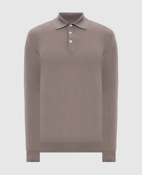 Brunello Cucinelli Brown wool and cashmere polo shirt M2400295