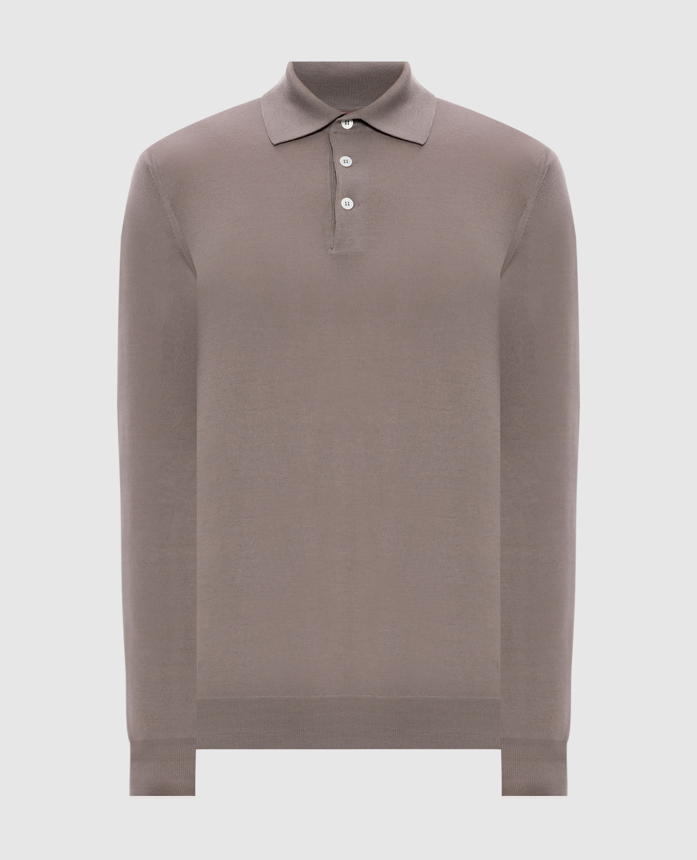 Brown wool and cashmere polo shirt Brunello Cucinelli