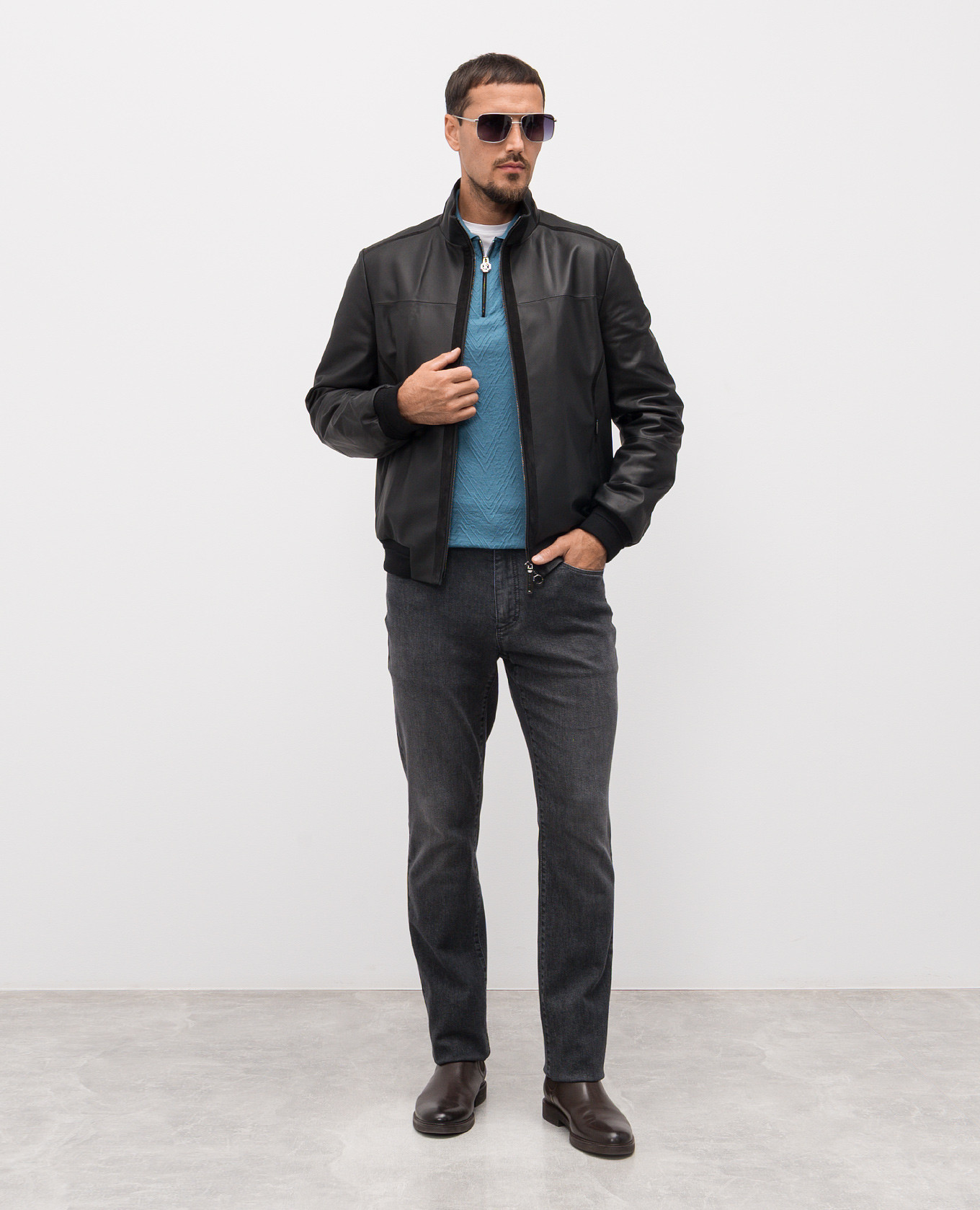 

Blue cashmere and silk patterned polo shirt Stefano Ricci, Light blue