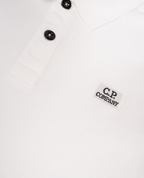 C.P. Company Children's white long-sleeved polo shirt with embroidered logo CUM00PLFA041014