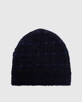 Twinset Blue checkered wool cap 242TO507A