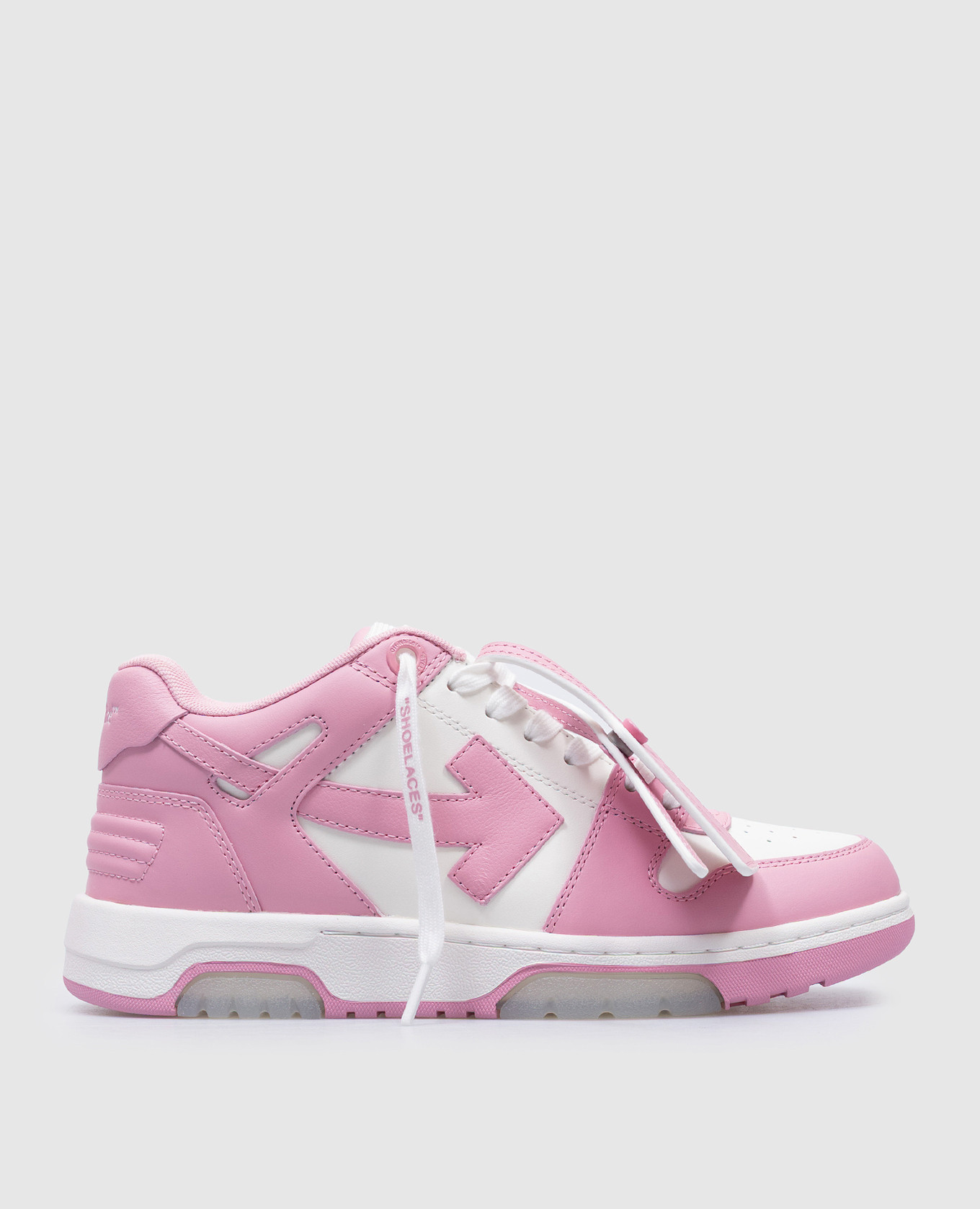 Pink leather sneakers with logo off-white