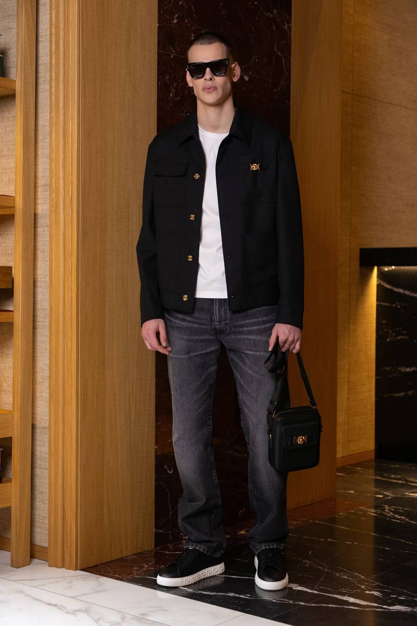 

Black wool jacket with emblem Versace
