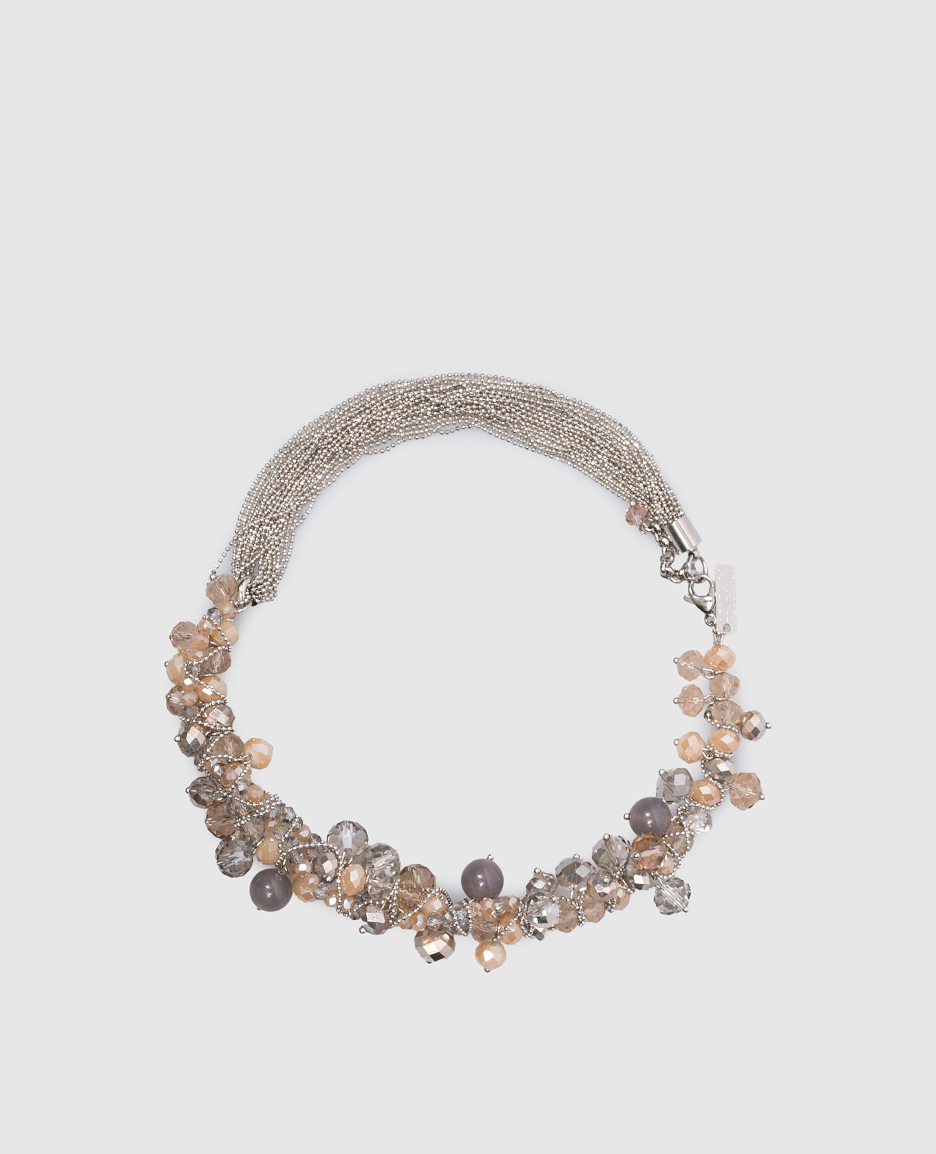 

Asymmetric beige necklace with crystals and stones Peserico