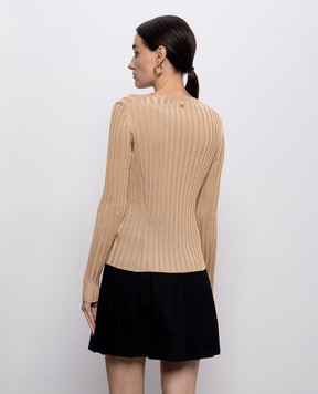 Versace Beige ribbed jumper with lurex 10208141A15207