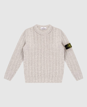 Stone Island Children's gray sweater with wool and cashmere K2S165100008S00M768