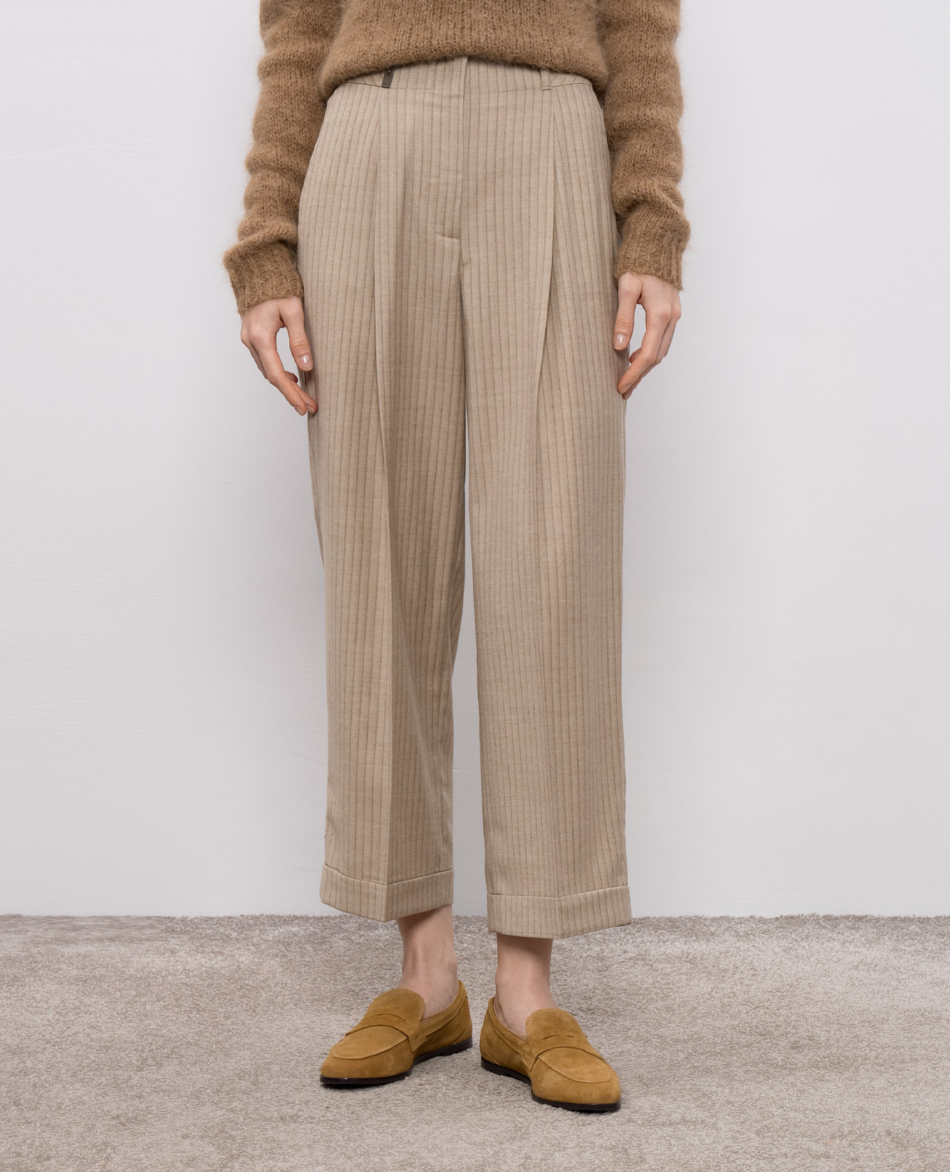 

Beige striped wool pants Peserico