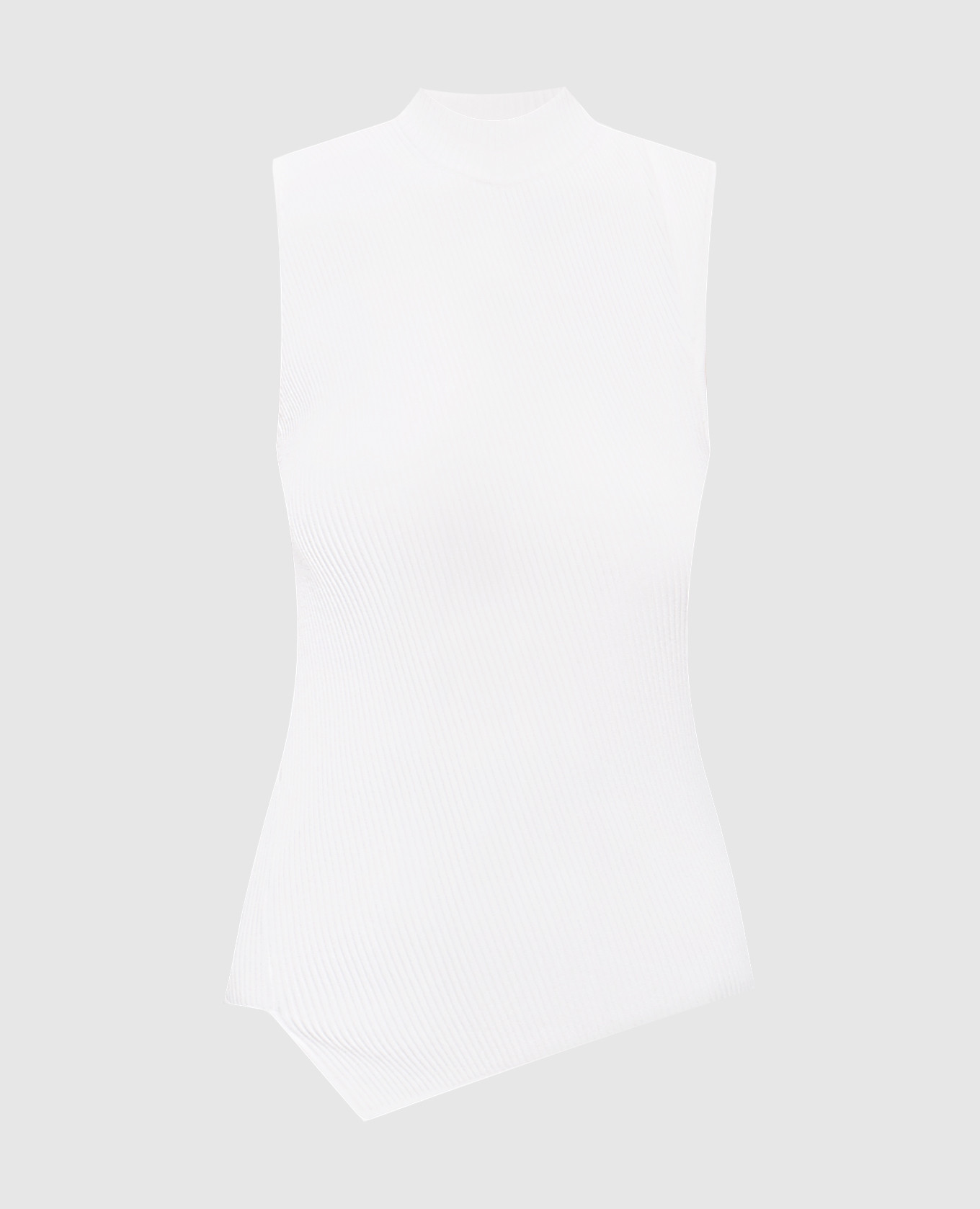 

White top with a scar of an asymmetrical cut Toteme