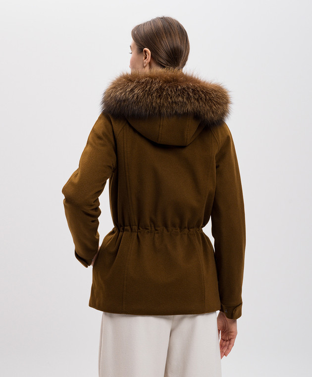 Loro Piana - Brown Icery cashmere parka with fur FAF8086 - shop