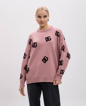 Dolce&Gabbana Pink wool sweater with monogram logo pattern FXX69TJCVYX