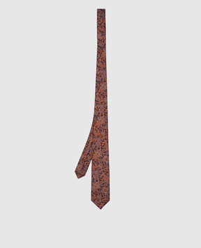 Stefano Ricci Children's brown tie with a pache made of silk in a pattern YDHNG501