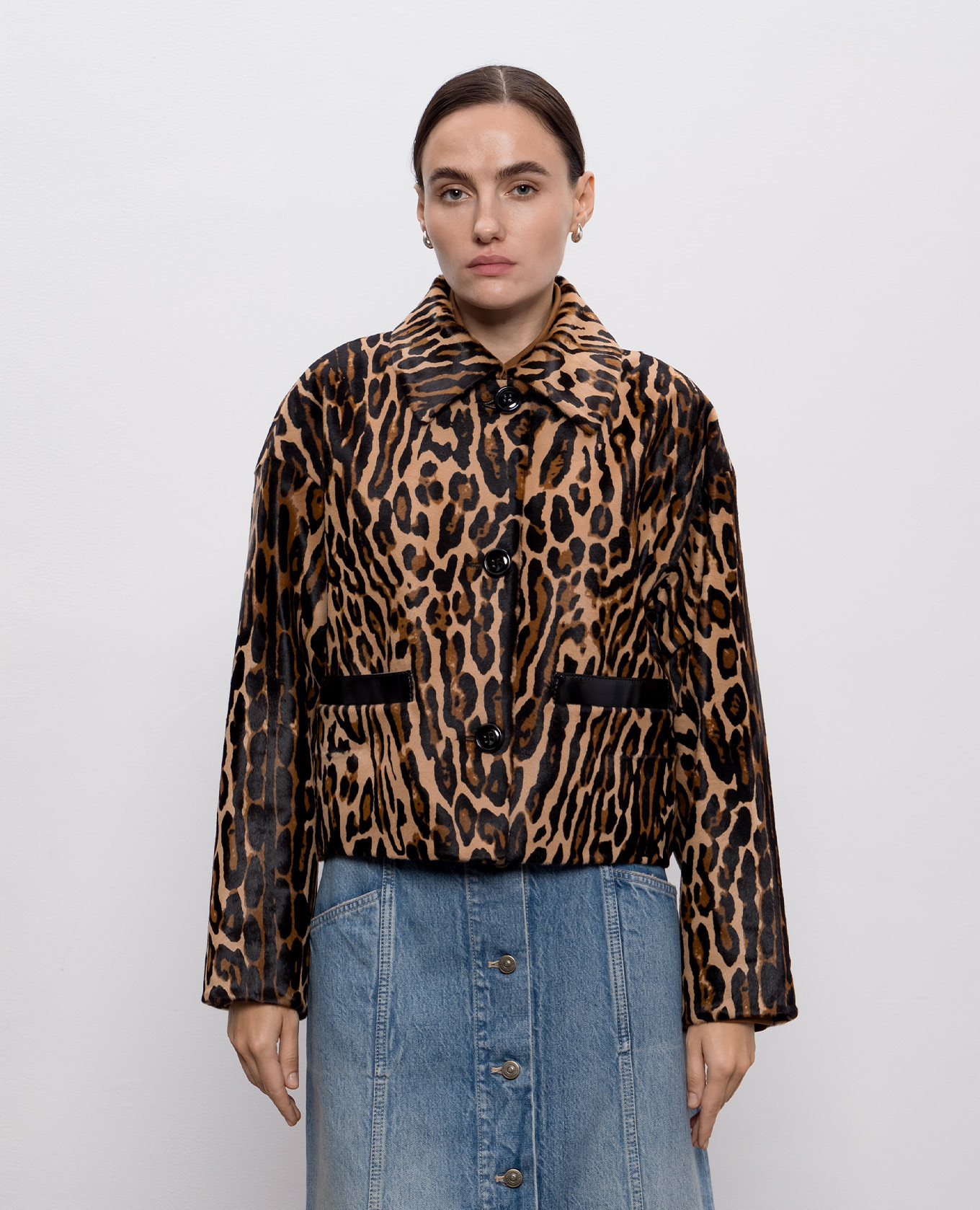 

Brown leather jacket with animal print Babe Pay Pls