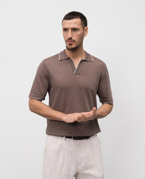 Cashmere&Whiskey Brown polo with linen and cashmere MU9742312455R