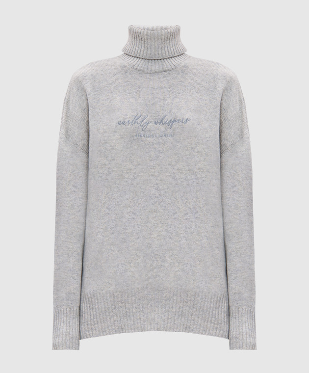 Pull Col Roulé Brunello Cucinelli 100% Cachemire Avec Perles - Taille M, Neuf