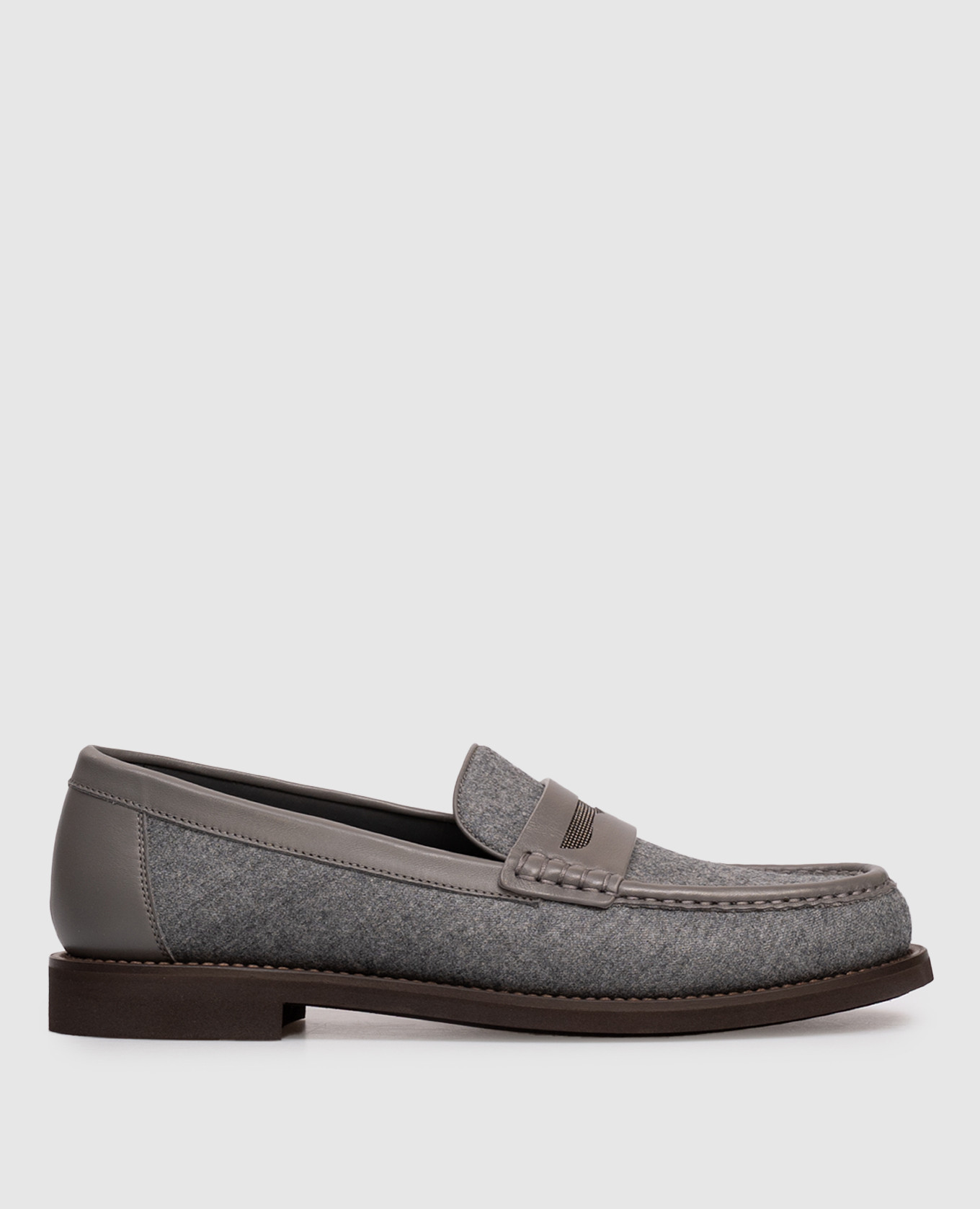 Gray wool loafers with monil chain Brunello Cucinelli