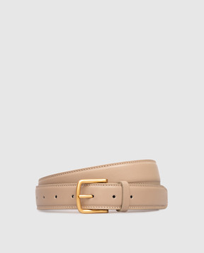 Babe Pay Pls Beige leather belt with gold buckle 0C003