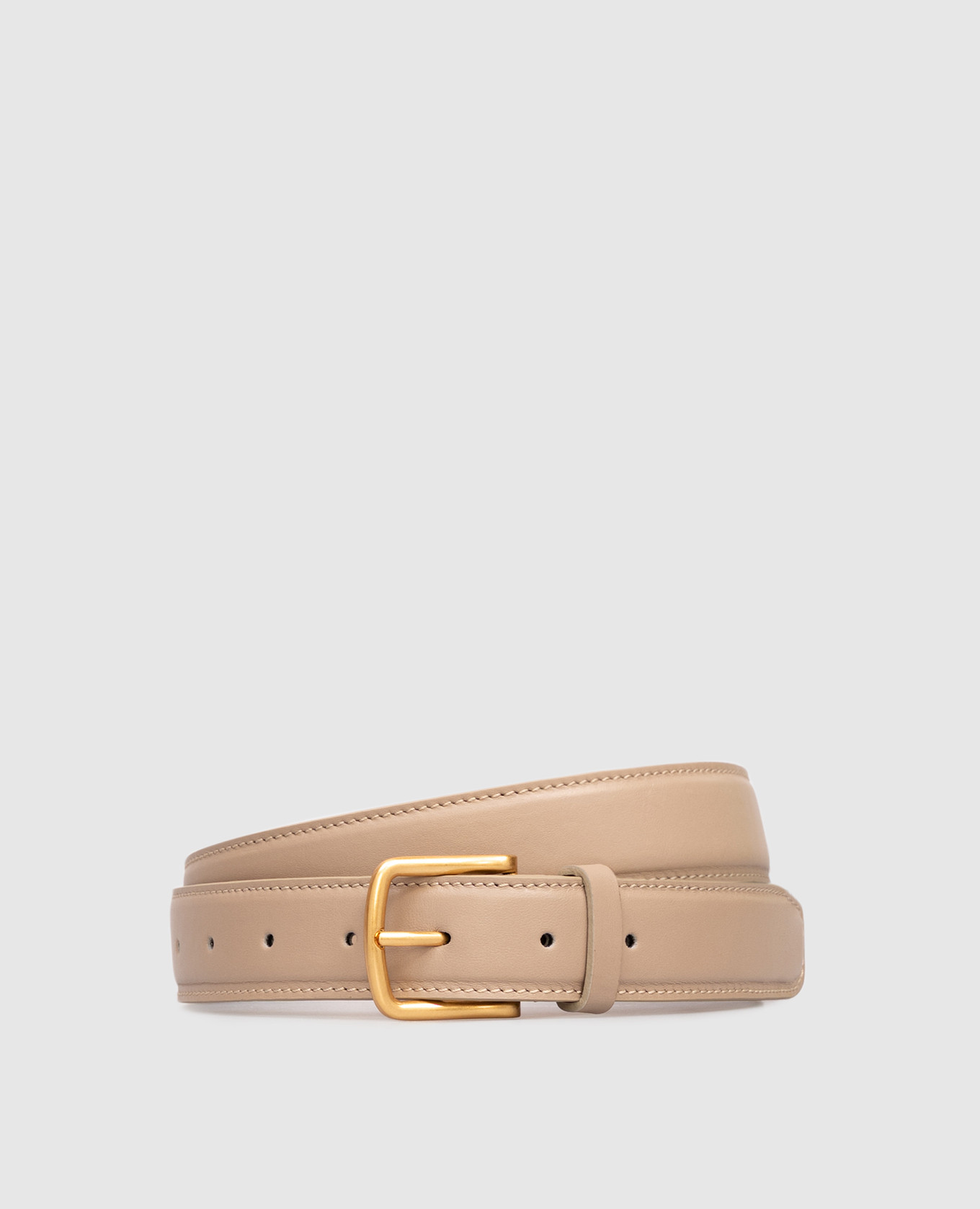 

Beige leather belt with gold buckle Babe Pay Pls