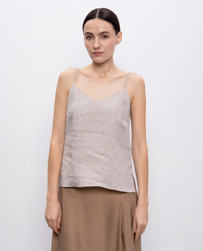 Peserico Beige linen top with monil chain S0801802600