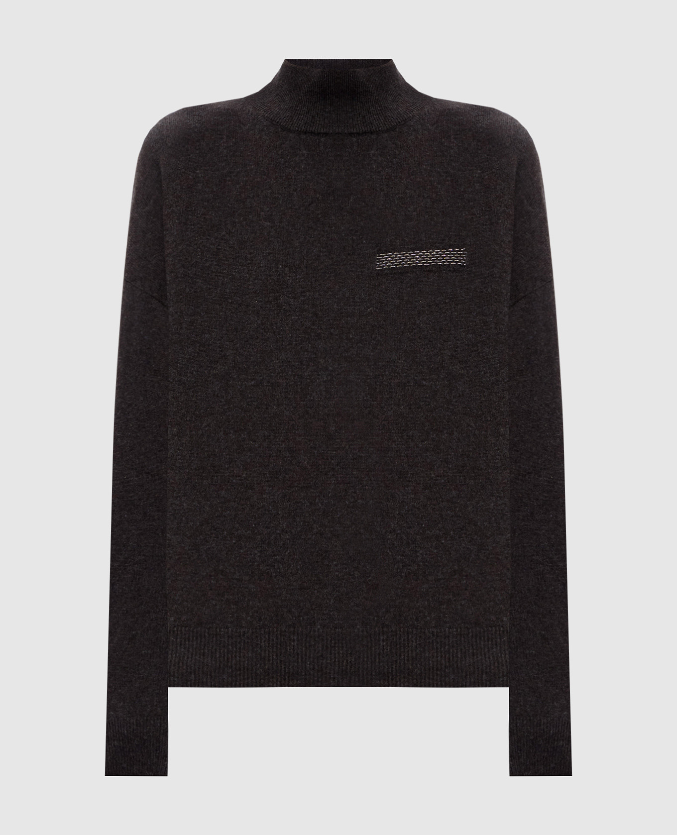 Gray wool, silk and cashmere sweater with monil chain Peserico