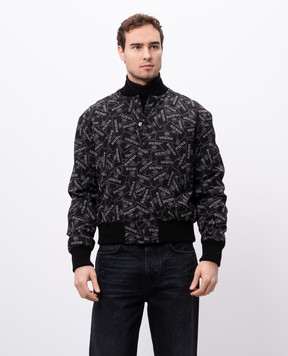 Balmain Black bomber jacket with logo print EH1TF955VH56