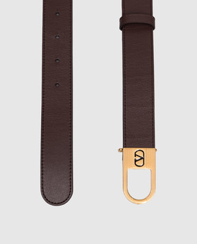 Valentino Brown leather belt with VLogo emblem 7W0T0ST8JAQ