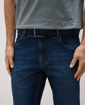 Canali Blue suede belt with weaving KB0044050C