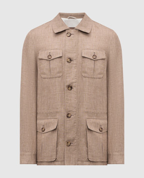 Enrico Mandelli Brown linen, wool and silk jacket 1T540A5610