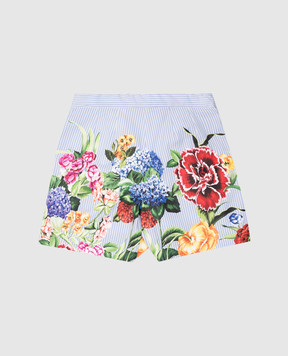 Dolce&Gabbana Children's blue shorts with a floral print L53Q39FI5K7810