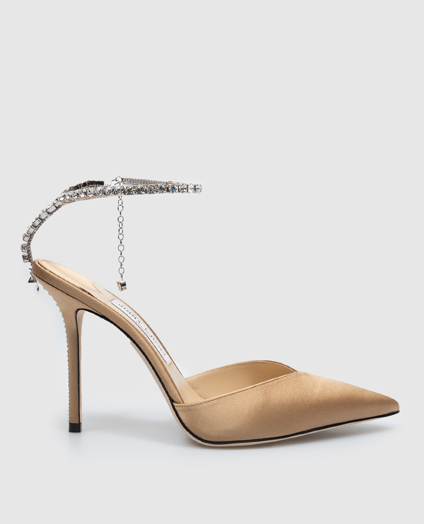 Brown satin saeda 100 slingbacks with crystals jimmy choo
